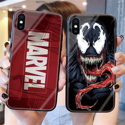 Avengers Marvel Tempered Glass Phone Case For Iphone S Plus X Xs