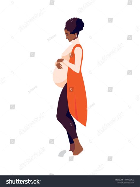 Black Pregnant Woman Cartoon Design Belly Stock Vector Royalty Free