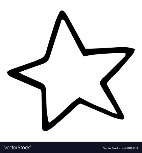 Black Hand Drawn Doodle Star In Isolated On White Vector Image