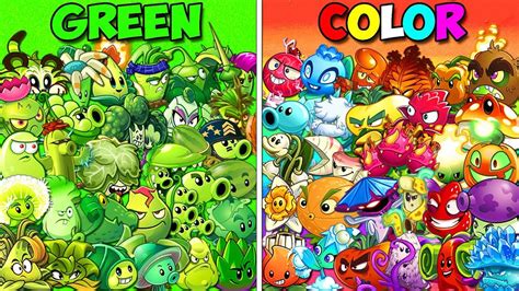 All Plants GREEN Vs COLOR Battlez Who Will Win Pvz 2 Team Plant Vs