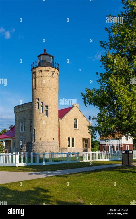 Historische Alte Mackinac Point Lighthouse Im Michilimackinac State