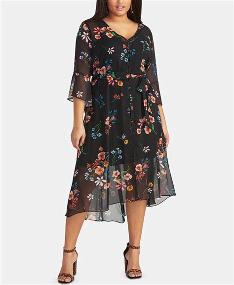 Rachel Rachel Roy Trendy Plus Size Floral High Low Midi Dress Macys