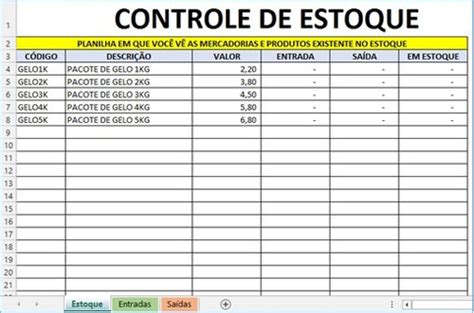 Planilha Para Controle De Estoque Excel Mercado Livre