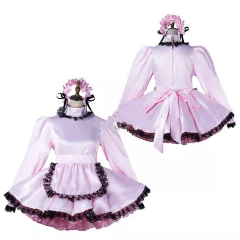 Sissy Maid Pink Satin Lockable Dress Cosplay Costume Tailor Made £64 79