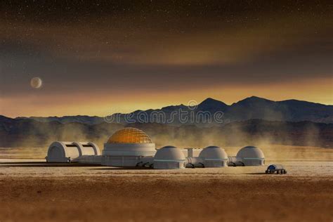 Martian Extraterrestrial Human Colony Research Habitat Futuristic Space