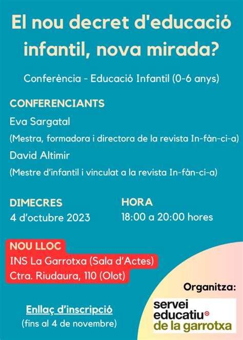 Xerrada Sobre El Nou Decret Deducaci Infantil Nova Mirada Servei