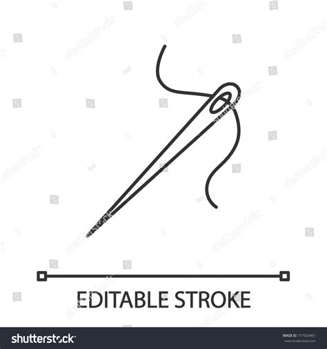 Sewing Needle Thread Linear Icon Thin Stock Vector Royalty Free