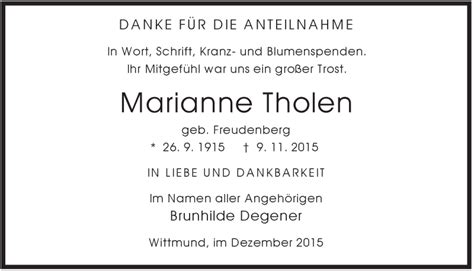 Traueranzeigen Von Marianne Tholen Nordwest Trauer De