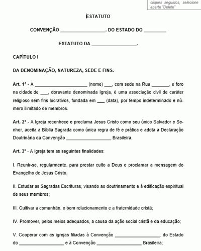 Modelo De Estatuto De Associa O Civil Sem Fim Lucrativo