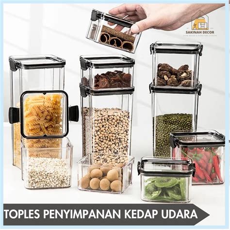 Jual Toples Plastik Bening Penyimpanan Cereal Kontainer Makanan Snack