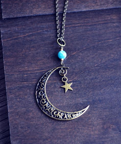 Mystical Moon Necklace Crescent Moon And Star Necklace On Storenvy