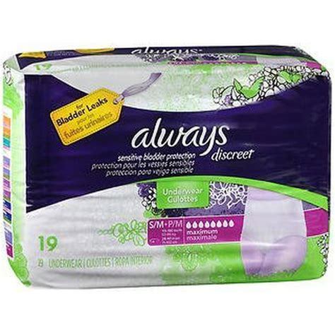 Always Discreet Underwear Maximum Absorbency Size Smallmedium 3pks Of 19 Pack Of 4 Walmart