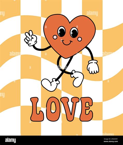 Vector Retro Heart With Love Lettering Stock Vector Image Art Alamy