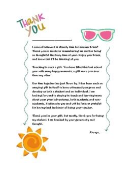 End of Year Thank You Letter by The Moxie Teacher | TPT