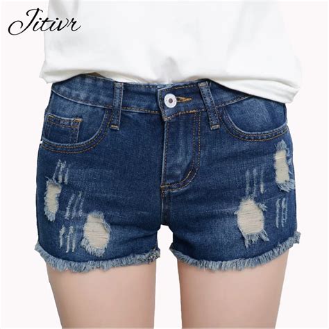 2017 Women Denim Shorts Summer Female Hole Short Pants Female Size Slim