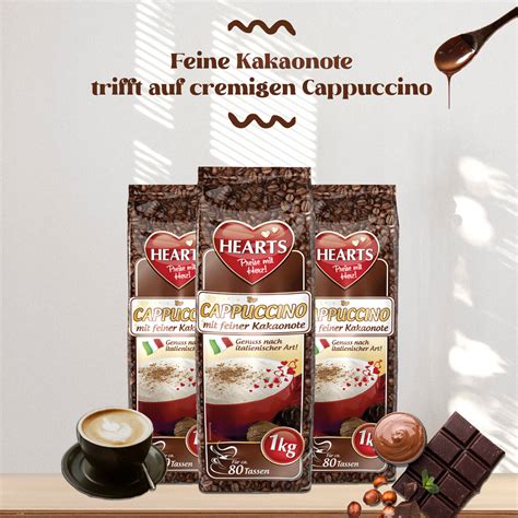 HEARTS Cappuccino Mit Feiner Kakaonote 10 X 1kg Instant Kaffee Pulver