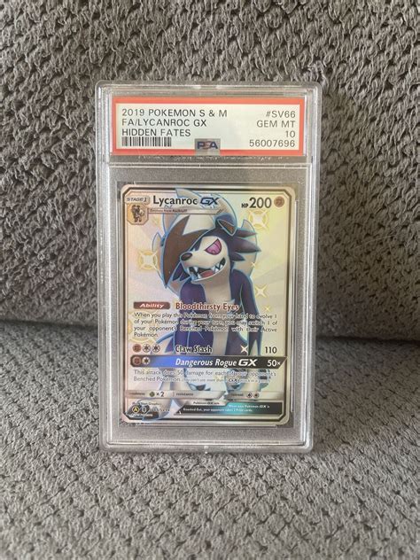 2019 Pokemon Hidden Fates Lycanroc GX Full Art SV66 SV94 PSA 10 GEM