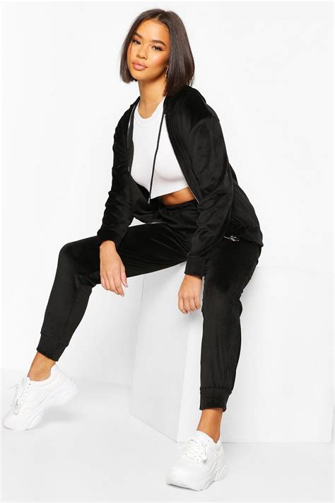 Velour Tracksuit Boohoo Uk