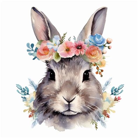 Premium Ai Image There Is A Rabbit With A Flower Crown On Its Head