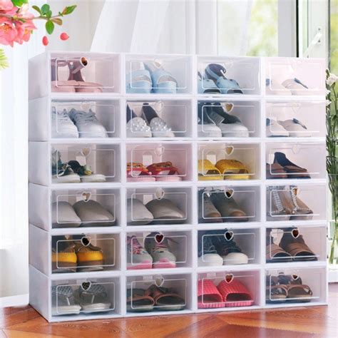 Jual High Quality Kotak Sepatu Lipat Transparan Tebal Shoes Storage