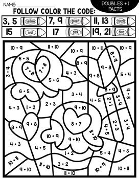 Valentine S Day Color By Number Addition Facts By Teaching Second Grade