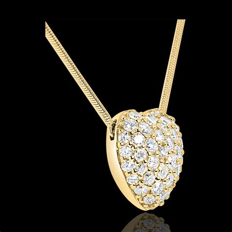 Heart Necklace Yellow Gold 085 Carat 50 Diamonds Edenly Jewellery