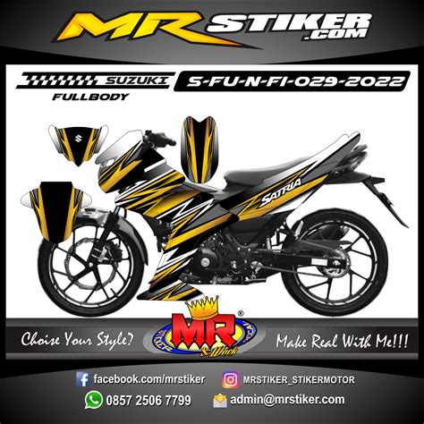 Stiker Motor Decal Suzuki Satria FU New FI Line Grafis Racing Gold Grey