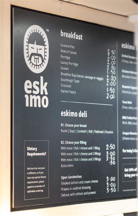 Menu At Eskimo Cafe Londonderry