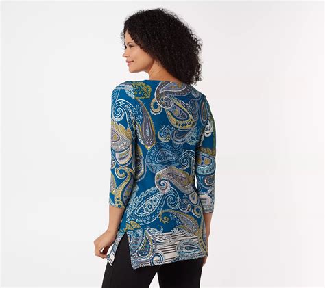 Susan Graver Printed Liquid Knit 3 4 Sleeve Tunic