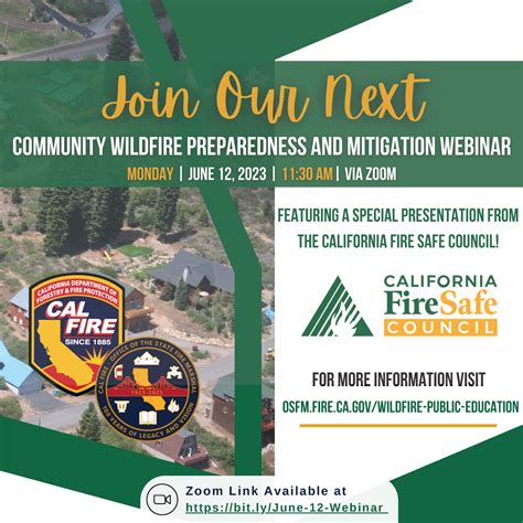 Osfm Community Wildfire Preparedness And Mitigation Webinar Series California Fire Safe Council