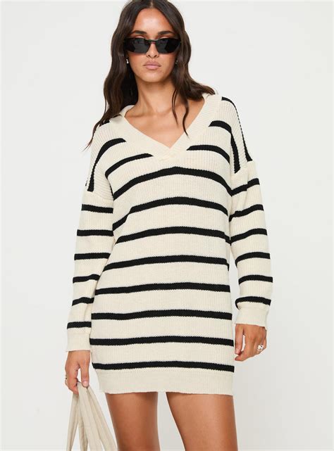 Forte Sweater Mini Dress Black Cream