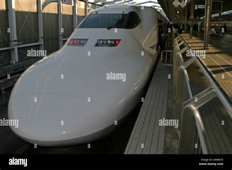 Modern Technology Hikari Shinkansen Bullet Train Waiting At Shin Osaka