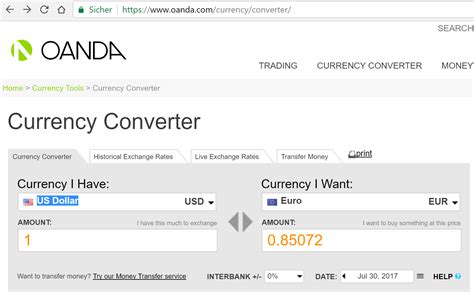 Oanda Printable Currency Converter