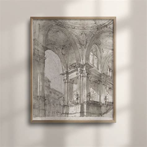 Vintage Architecture Sketch Art, Minimalist Wall Decor, Ink Drawing ...