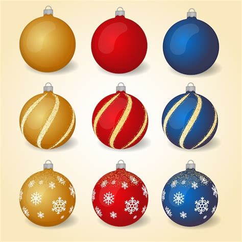 Conjunto De Bolas De Natal Coloridas Enfeites Diferentes Vetor