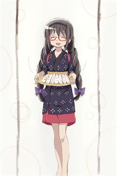 Safebooru 1girl Akemi Homura Black Hair Braid Closed Eyes Food