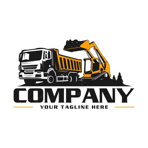 Premium Vector | Dump truck and excavator logo