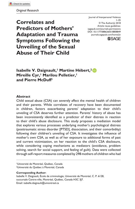 Pdf Correlates And Predictors Of Mothers Adaptation And Trauma