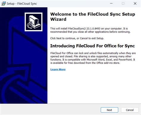 Install Sync On Windows Filecloud Docs Online