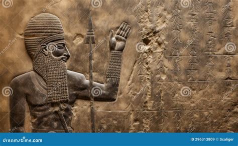 Babylonian Wall Art Relief Of King Or Warrior Carved In Stone In