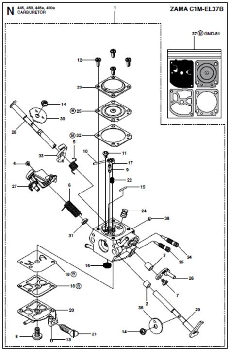 Partes De Carburador Y Filtro De Aire Del Diagrama Ipl Husqvarna