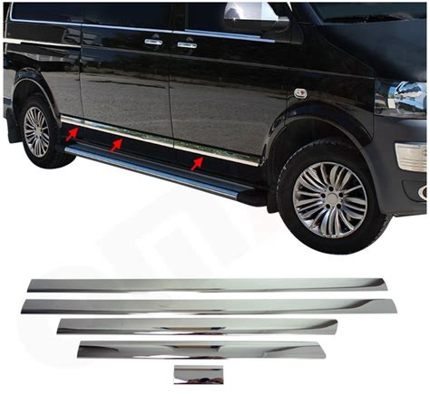 Молдинги на двери, нержавейка (5 частей), для авто VW T5, T6, T6.1 ...