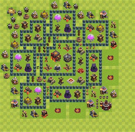 Diseño para Defensa Ayuntamiento nivel 10 COC TH10 Aldea Perfecta