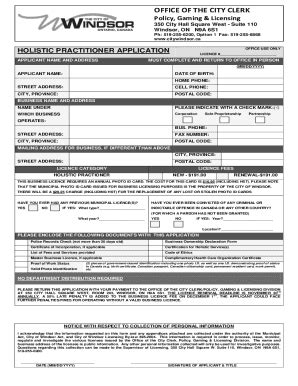 Fillable Online Holistic Practitioner Application Form Fax Email Print