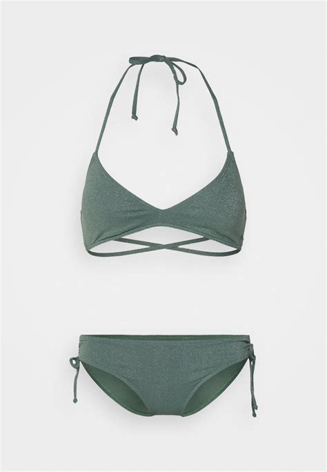 Roxy Shimmer Time Set Bikini Laurel Wreath Khaki Zalando De