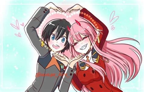 Zero Two And Hiro Kiss Zero Two Y Hiro Anime Hiro Finds Zero Two By