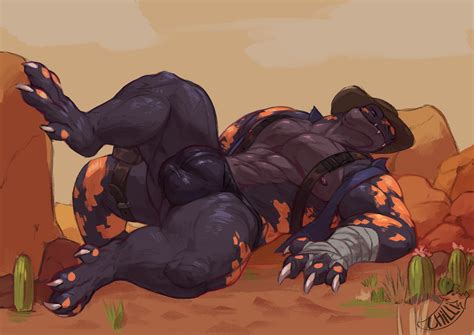 Rule 34 Anthro Black Body Black Scales Bulge Chillisaur Claws Clothing Detailed Background