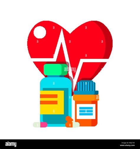 Medical Bottle Pills On Background Of Heart And Heartbeat Graphics