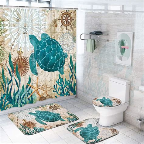 Final Friday Sea Turtles Nautical Ocean Beach Bathroom Sets