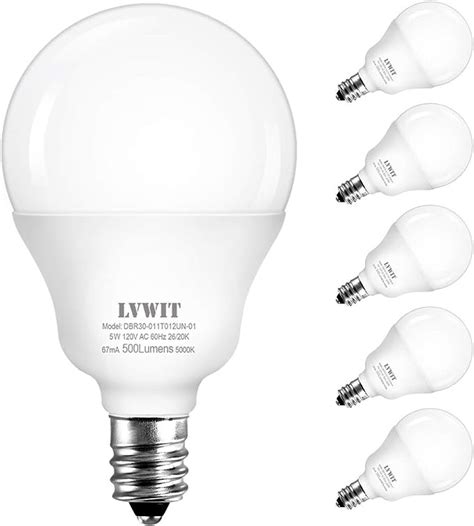 Lvwit G14 Light Bulbs 5w 42w Equivalent E12 Screw Base Led Non Dimmable 5000k Daylight